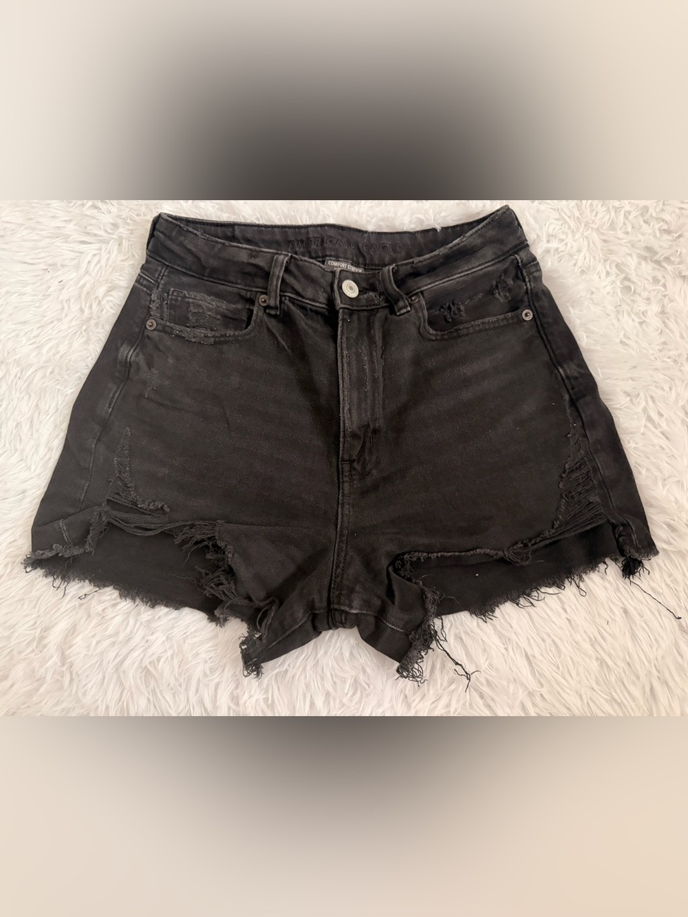 American Eagle Outfitters Black Distressed Cutoff Jean Shorts